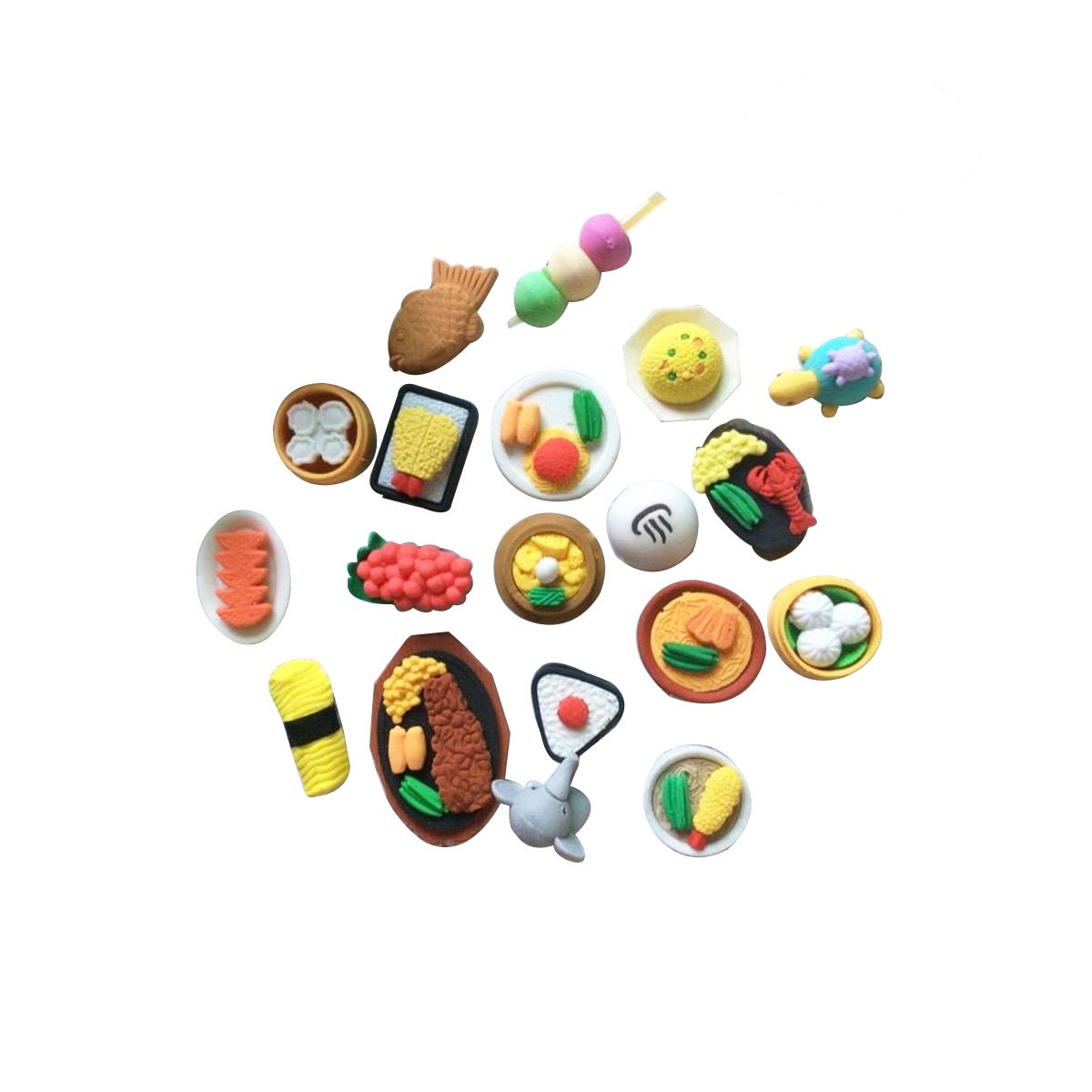 Food Snacks Easy - ยางลบธีมขนม 12 ชิ้น ลายอาหารหลากหลาย สีสันน่ารัก ปลอดภัย