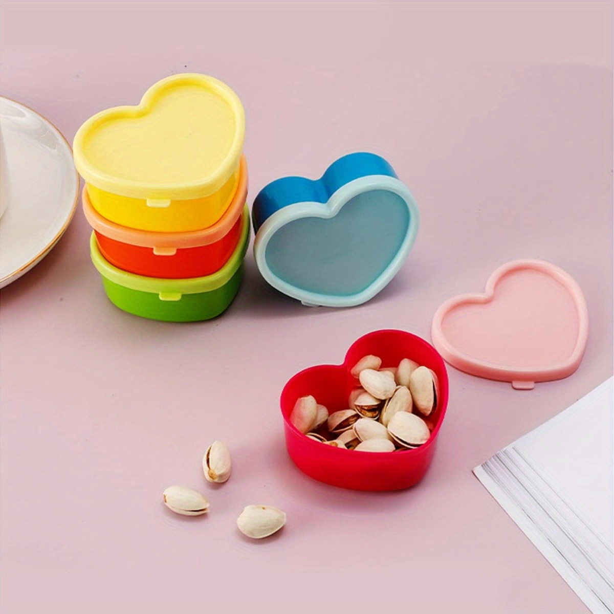 Food Snacks Packaging - กล่องใส่อาหารขนาดเล็ก 5 ชิ้น พร้อมฝาปิด กล่องเก็บเครื่องปรุงแบบนำกลับมาใช้ใหม่ได้ กล่องใส่น้ำสลัด