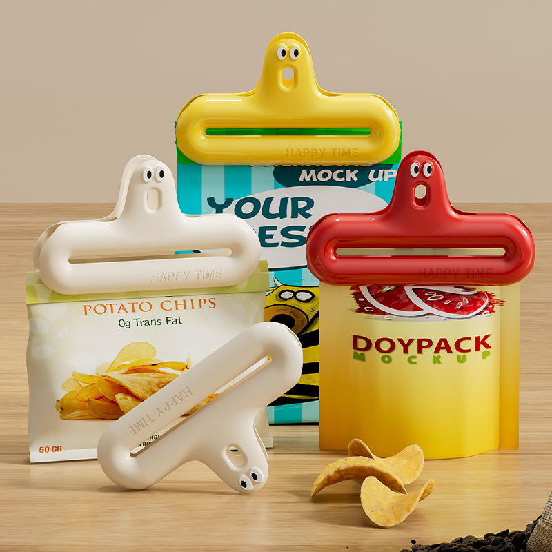 Food Snacks Packaging - คลิปหนีบปิดถุงแบบการ์ตูน 1/4 นิ้ว ป้องกันความชื้น ใช้สำหรับยึดขนม คลิปหนีบถุงเก็บอาหารในครัวเรือน