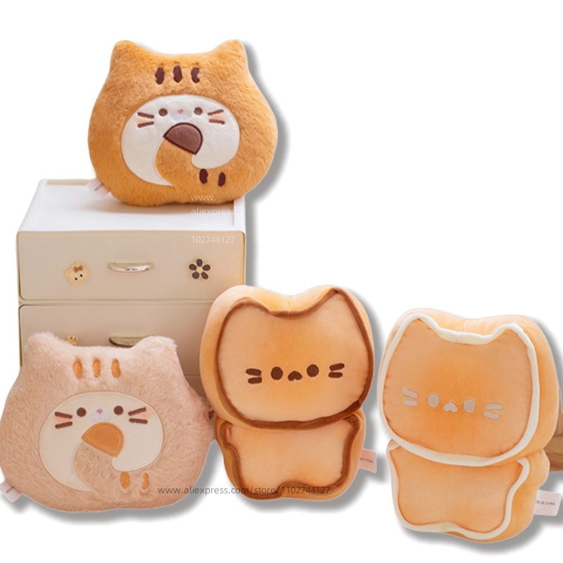 Soft Food Snacks Kids - Kawaii นุ่มเหมือนจริงเนยบิสกิตแมวตุ๊กตาของเล่นตุ๊กตาอาหารขนมขบเคี้ยวลายเค้กแมว Plushie คุกกี้แมวตุ๊กตาของเล่นสําหรับเด็ก