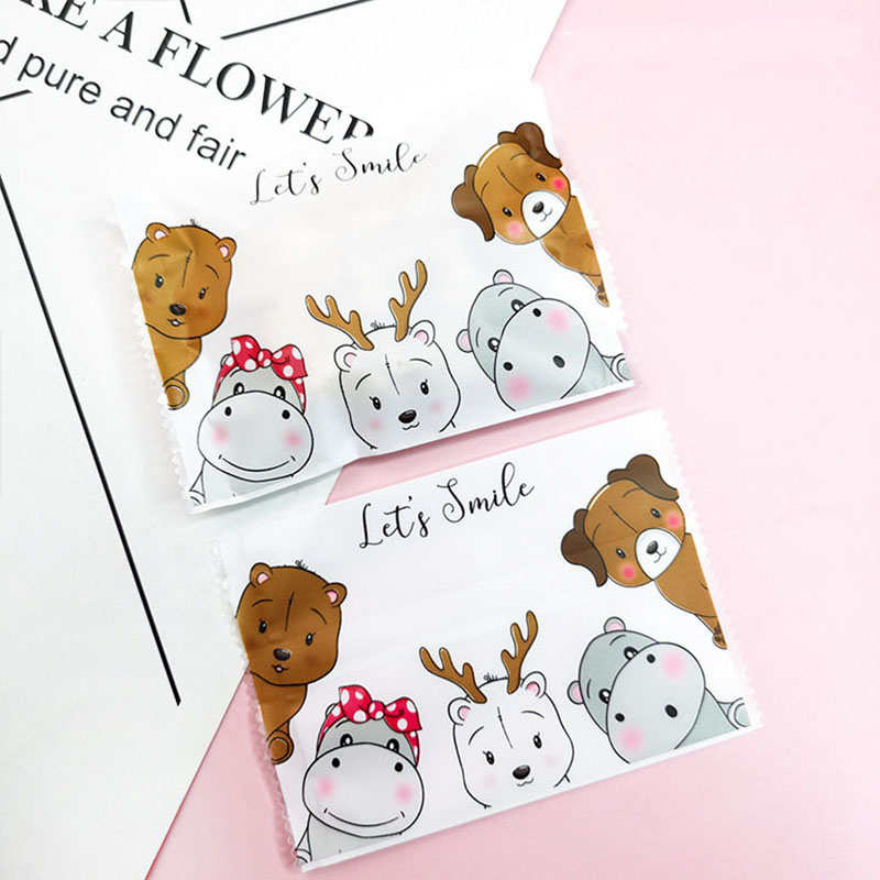 Food Snacks For Baby Shower - 100pcs วันเกิด Baby Shower PARTY อบเกล็ดหิมะกรอบอาหารขนมขบเคี้ยวสัตว์สีถุงพลาสติกน่ารัก