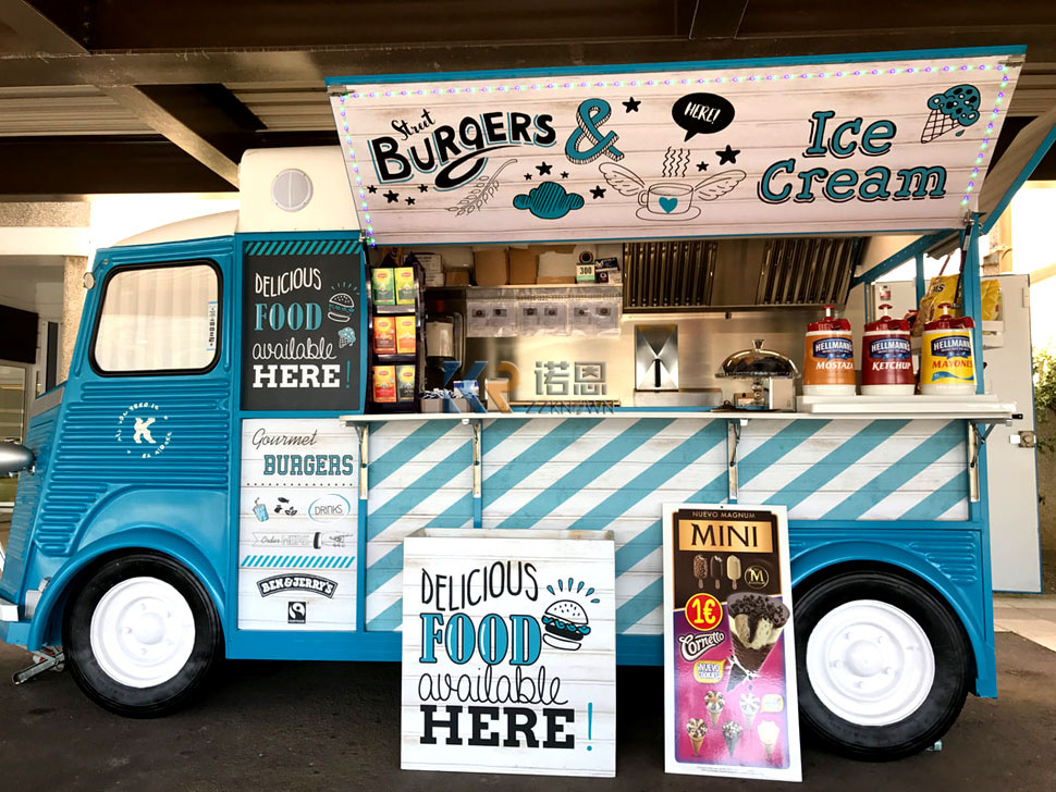 Food Truck With Snacks - รถบรรทุกไอศกรีมไฟฟ้ารถพ่วงอาหารจานด่วนรถเข็นไอศกรีม Foodtruck รถเข็นมือถือ