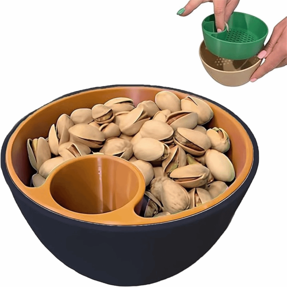 Food Snacks Easy - ภาชนะใส่อาหารพิมพ์ 3 มิติ สำหรับใส่ถั่วและเมล็ดพืช ทำความสะอาดง่าย กล่องเก็บของแบบสองช่อง