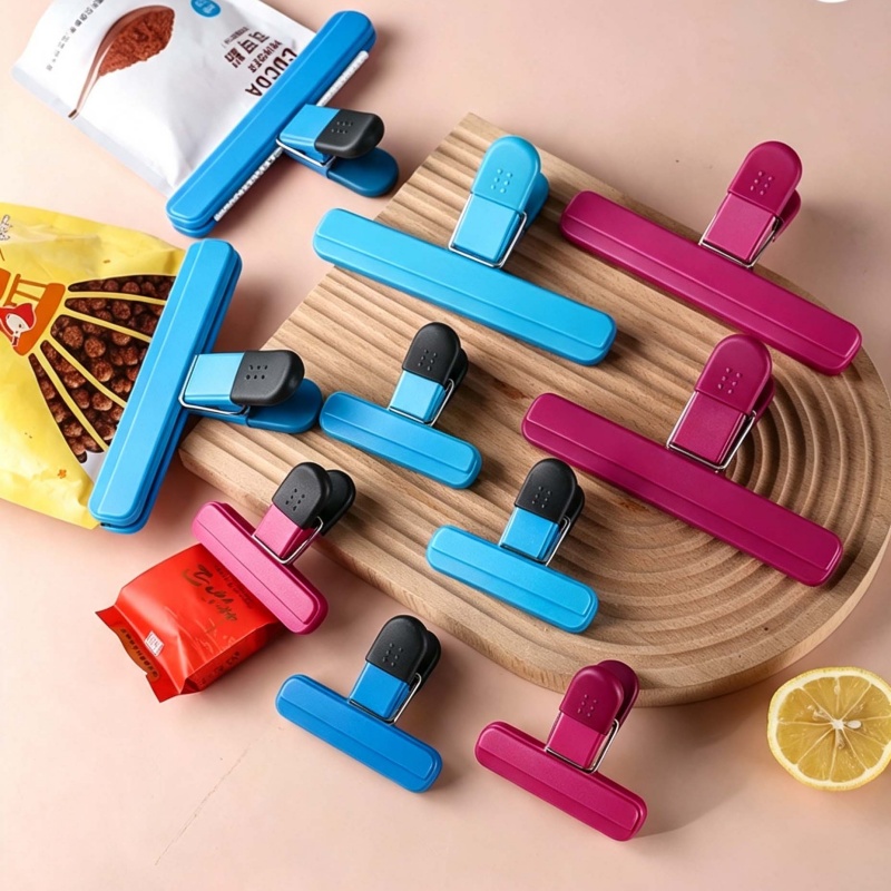 Food Snacks Packaging - คลิปหนีบปิดปากถุงพลาสติกแบบพกพา 4 ชิ้น, ที่หนีบปิดปากถุงอาหารและขนม, อุปกรณ์ปิดผนึกอเนกประสงค์สำหรับอุปกรณ์จัดเก็บในครัว
