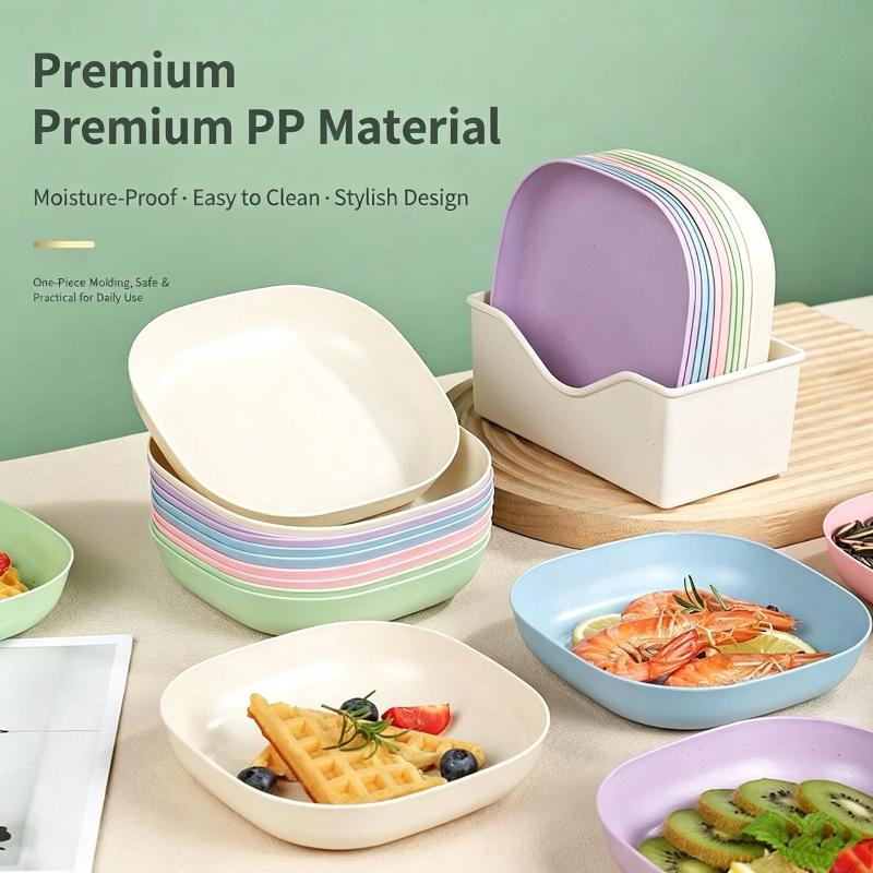 Food Snacks Easy - ชุดจานเสิร์ฟพลาสติก PP เกรดอาหาร 1 ชุด ทำความสะอาดง่าย