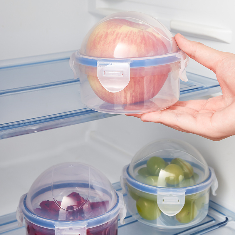 Food Prep Snacks - กล่องเก็บอาหารทรงแอปเปิ้ลขนาดเล็กแบบพกพา กล่องใส่ผลไม้และของว่างทรงกลมพร้อมหูจับ ของขวัญที่ใช้งานได้จริงสำหรับครัว ตู้เย็น และการเตรียมอาหารกลางวัน
