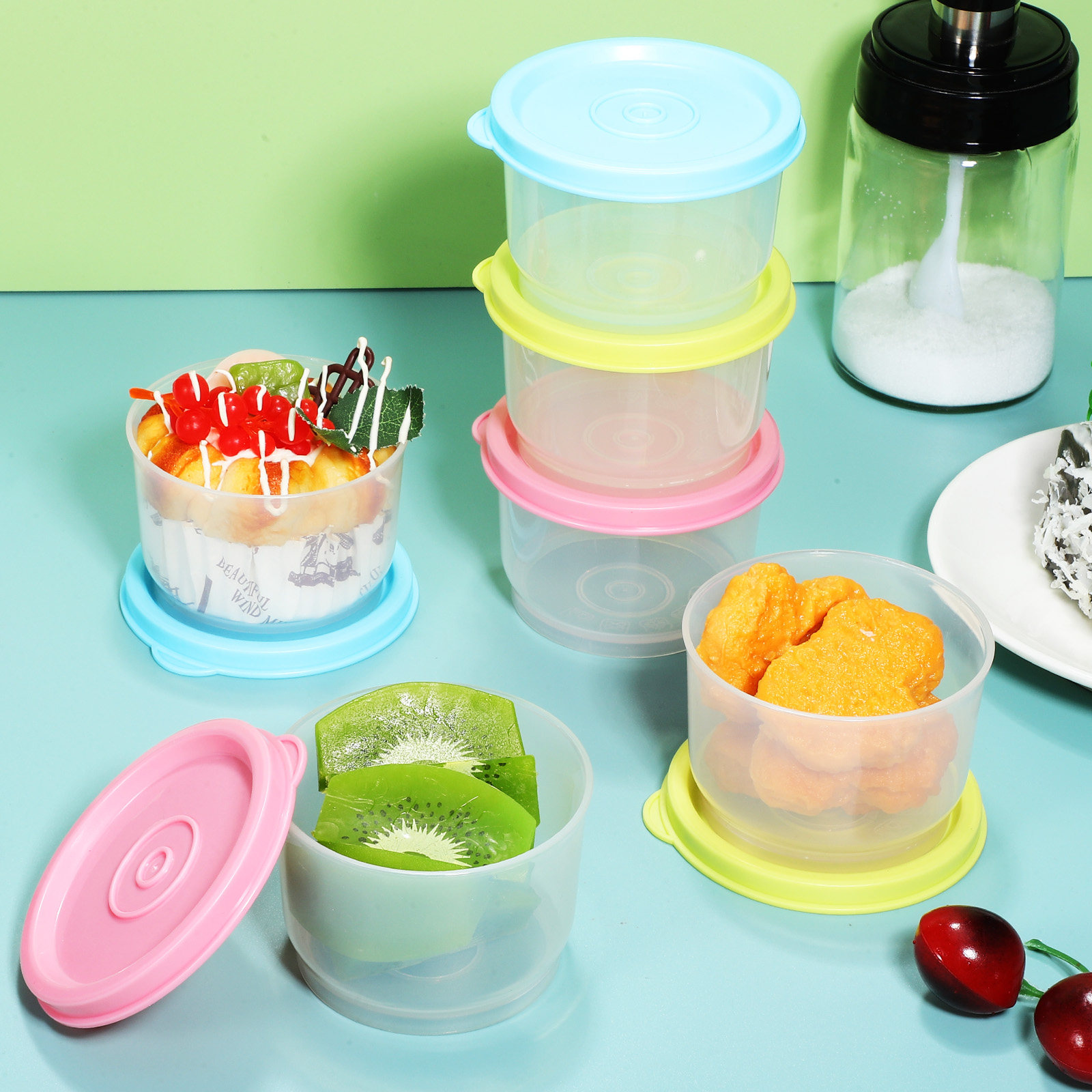 Food Prep Snacks - กล่องใส่อาหารขนาดเล็ก 6 ชิ้น พร้อมฝาปิด ใช้ซ้ำได้ ปราศจากสาร