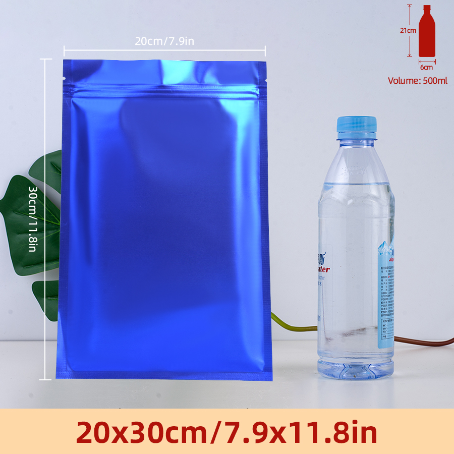 Food Snacks Items - 100 ชิ้น ถุงซิปฟอยล์สีน้ำเงินด้าน, ถุงเก็บของแบบใช้ซ้ำได้สำหรับขนมโฮมเมด, อาหารประจำวันแบบต่างๆ แพ็คสินค้าชิ้นเล็ก