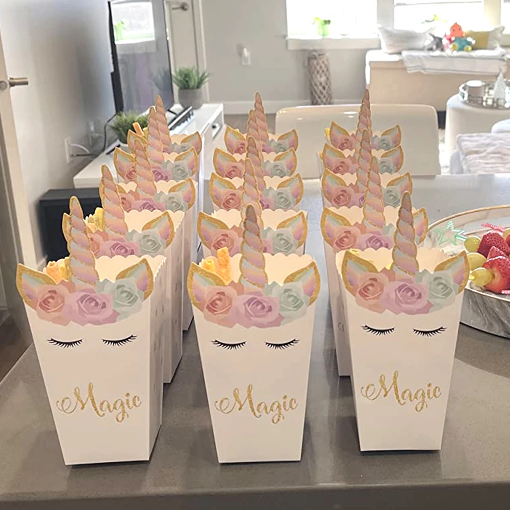 Food Snacks For Baby Shower - 6/12pcs Unicorn กล่อง PopCorn Unicorn Birthday