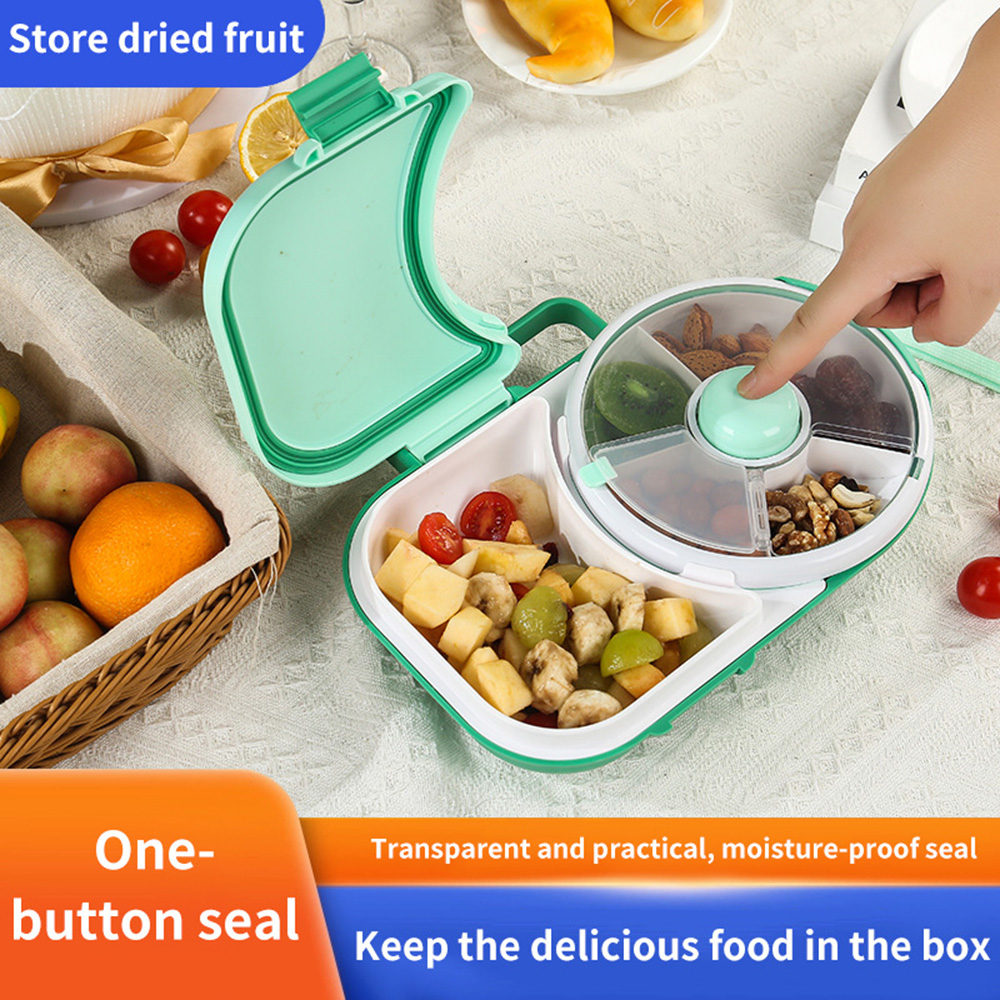Soft Food Snacks Kids - กล่องใส่ขนมสำหรับเด็ก หมุนได้ มีหูหิ้ว กล่องเก็บอาหารแบบปิดสนิท สีสันนุ่มนวล กล่องเก็บถั่ว