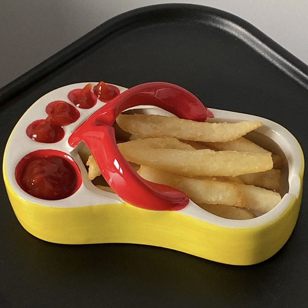 จานเฟรนช์ฟรายส์รูปรองเท้าแตะสุ - Food Snacks Restaurant บทวิจารณ์และราคา