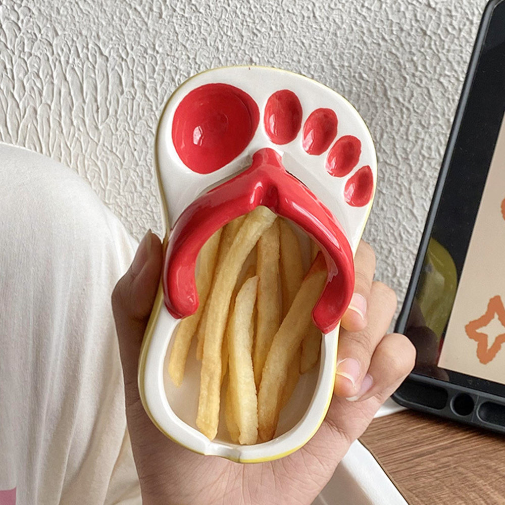 จานเฟรนช์ฟรายส์รูปรองเท้าแตะสุ - Food Snacks Restaurant บทวิจารณ์และราคา