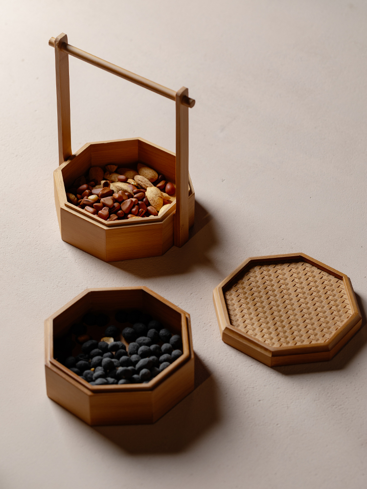 กล่องเก็บของไม้ไผ่สองชั้นแบบพก - Food Snacks Corner บทวิจารณ์และราคา