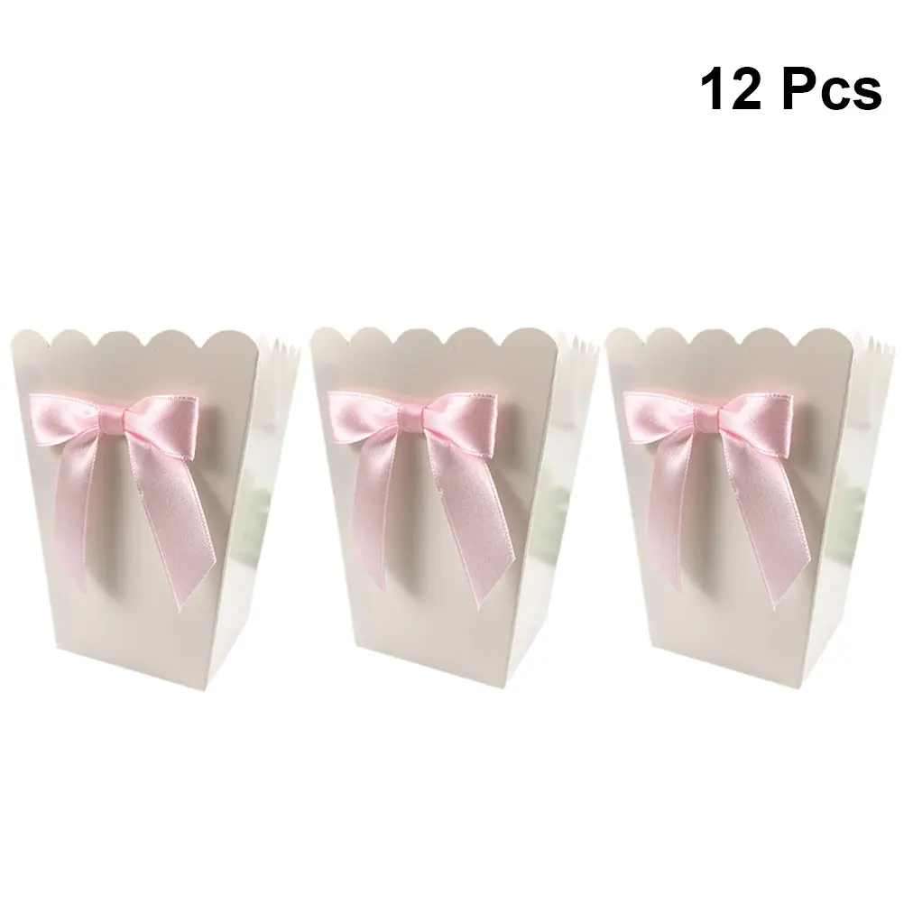 12 ชิ้นโบว์สีชมพูกล่อง Popcorn - Food Snacks For Baby Shower บทวิจารณ์และราคา