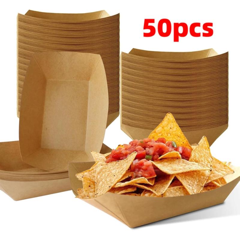 ถาดกระดาษคราฟท์สำหรับใส่ฮอทดอก - Food Snacks Restaurant บทวิจารณ์และราคา