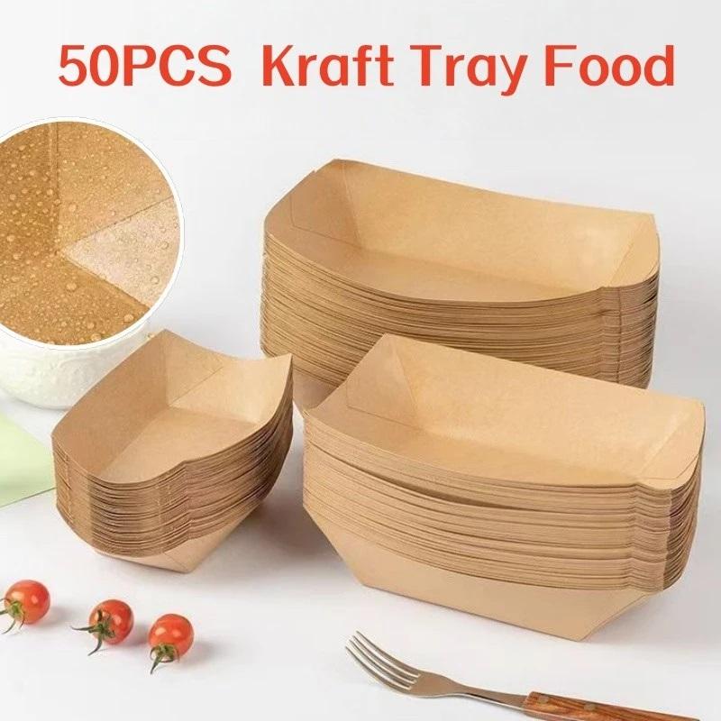 ถาดกระดาษคราฟท์สำหรับใส่ฮอทดอก - Food Snacks Restaurant บทวิจารณ์และราคา