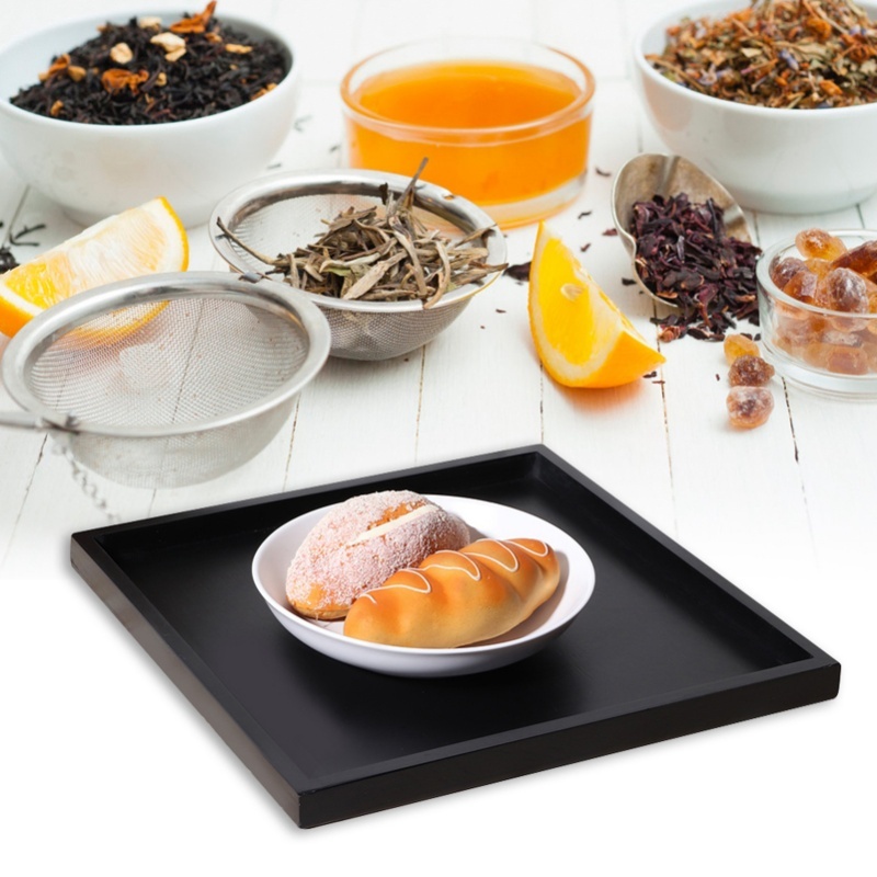 ถาดไม้สี่เหลี่ยมสำหรับเสิร์ฟชา - Food Snacks Restaurant บทวิจารณ์และราคา