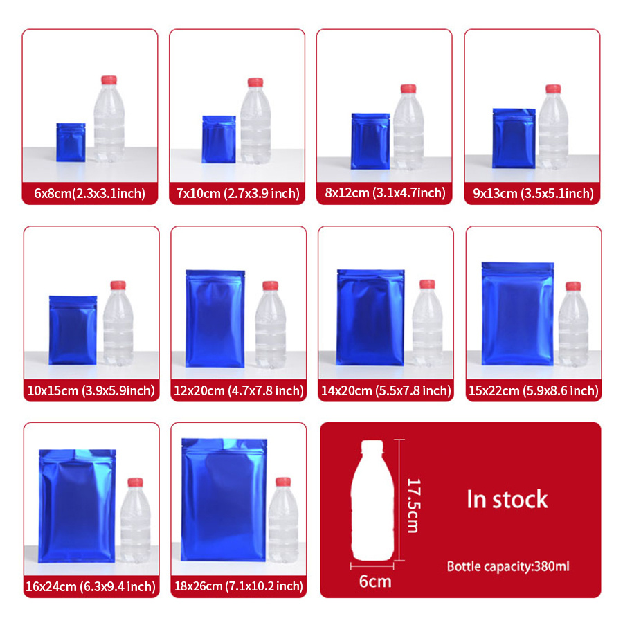 100 ชิ้น ถุงซิปฟอยล์สีน้ำเงินด - Food Snacks Items บทวิจารณ์และราคา
