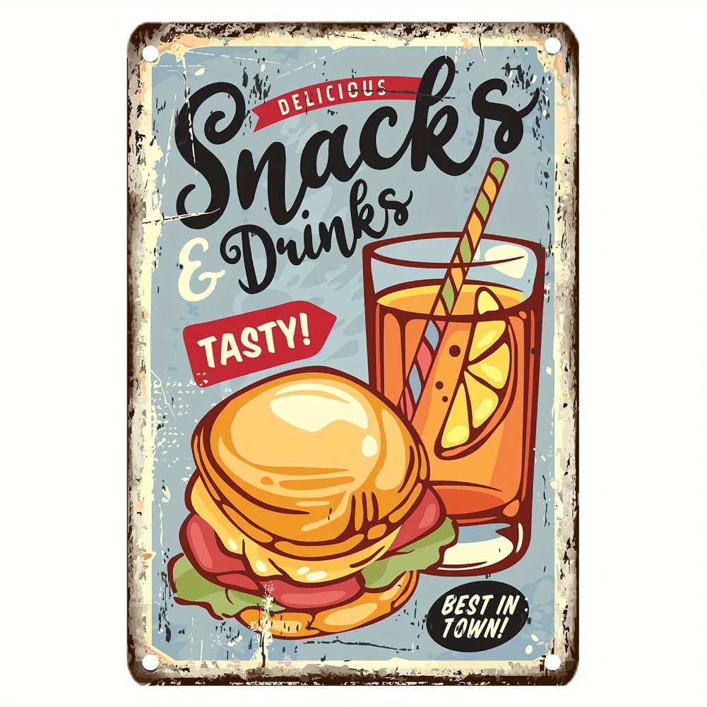 ป้ายโลหะวินเทจลายอาหาร ขนาด 12 - Food Snacks Easy บทวิจารณ์และราคา